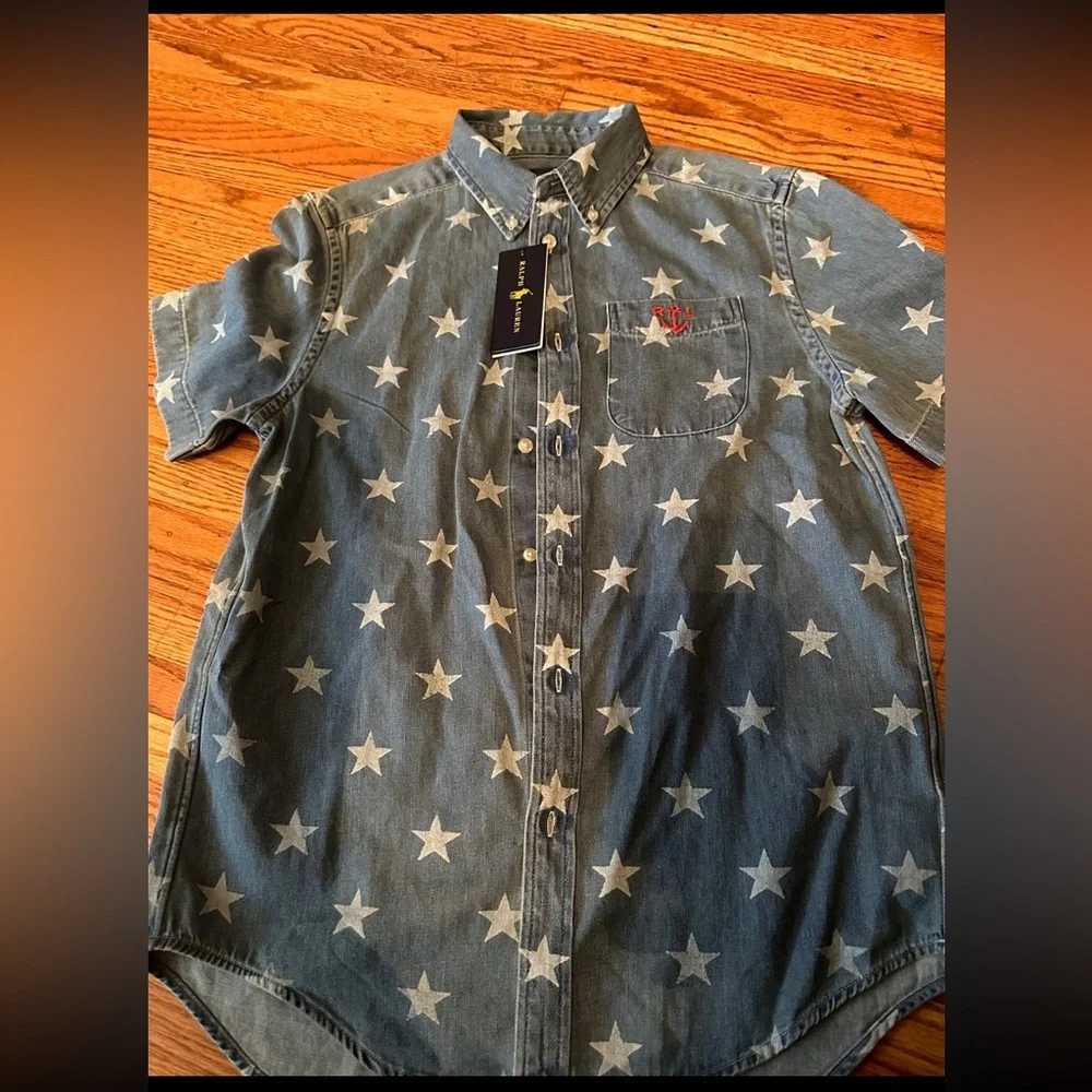Ralph Lauren Kids Blue Star Button Down Shirt
